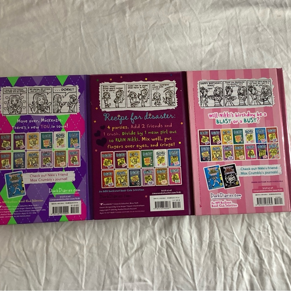 Dork Diaries Book lot of 3 happy birthday, popular party girl, friendly frenemy - Picture 2 of 2